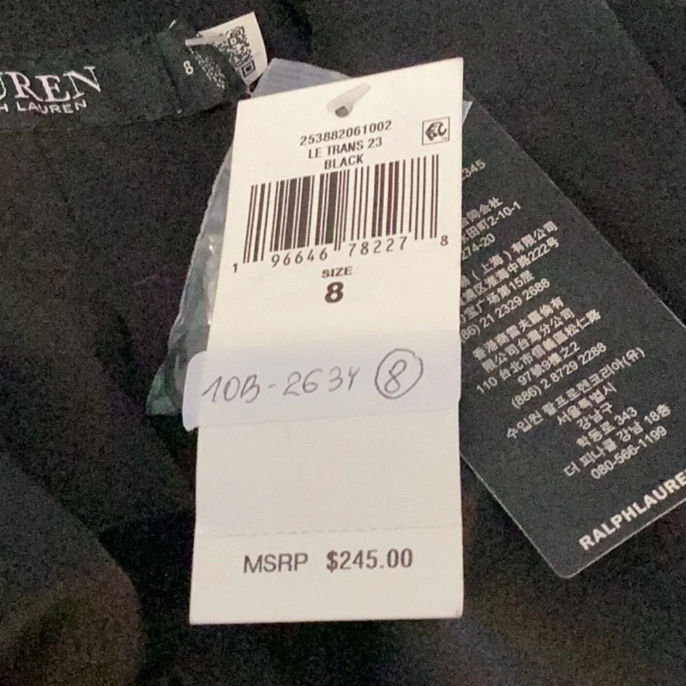 NWT Ralph Lauren Black Cocktail Dress w/ Satin Lapels, Waistband & Large Bow